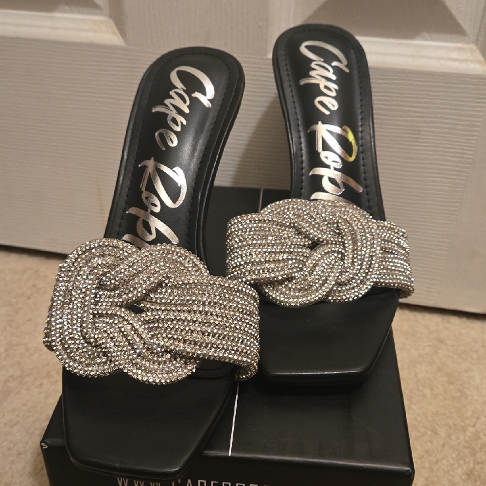 Cape Robbin Black Mules with Silver Accents